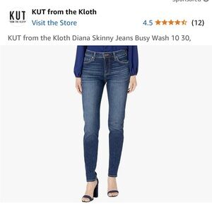 Kut from the Kloth Diana Curvy Skinny Jeans Size 12
